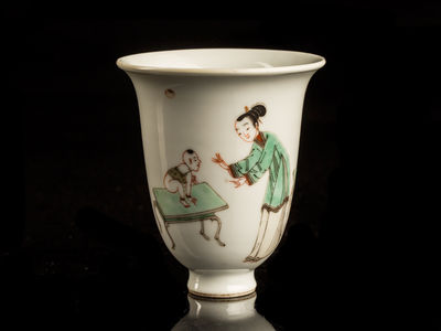 087-色絵人物漢詩図碗