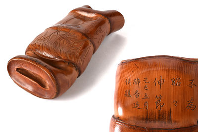 【夢工房】　酔香造変竹信天翁并題蘭漢詩彫茶合（茶量）　花-5