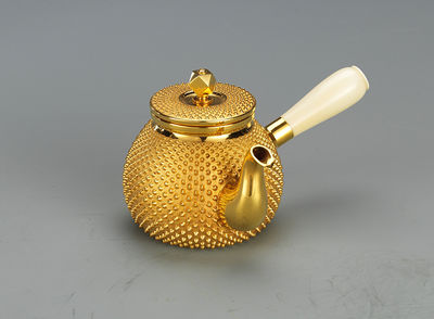 119 純金 芳久作 霧霰紋牙把急須