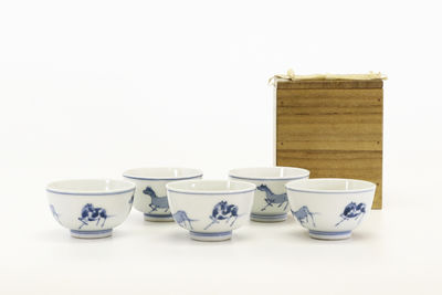 竹泉造 青瓷煎茶碗5客（共箱）