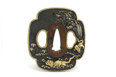 金銀鑲嵌猛虎臥溪圖鐔