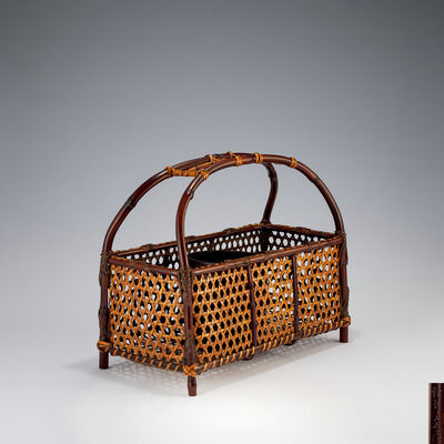 飯塚琅玕斎 手付茶籠（共箱）