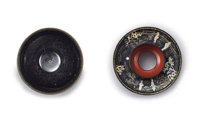 545 宋 元－明 建窑天目茶盏 螺钿天目盏台