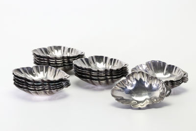 中川凈益造 南鐐菊葉形小碟20枚（共箱）