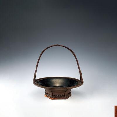 二代和田和一斎造「柳里恭」銘　盛花籃（三代和一斎識箱）