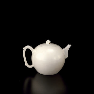 明　建窑白磁水注　初代竹泉観・村田香谷藏（藏箱二重箱）