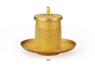 522 石黑光南纯金雾霰纹酒杯（付共箱） K18立筋纹盏托