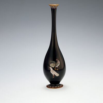 群鳩図七宝花瓶（木箱）