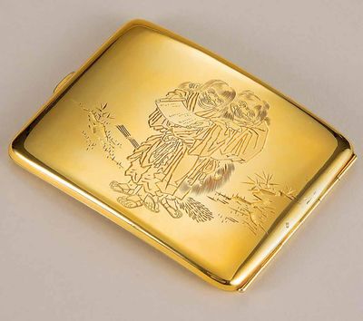 2305 18K金胜珉制寒山拾得烟盒