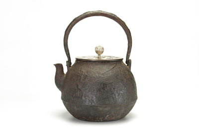 平安光玉堂造 銀果摘銅蓋鉄瓶