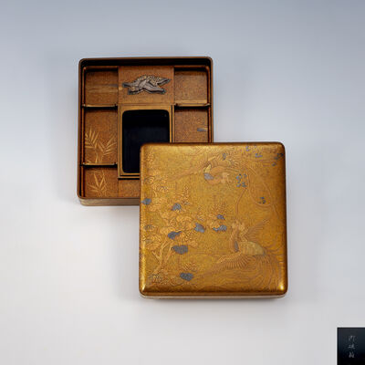 桐鳳凰図金蒔絵硯箱（漆箱）