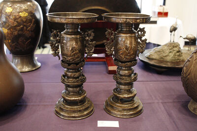 L4007　金工薄端 一対