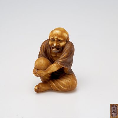 山形芳朱作 羅漢根付（共箱）