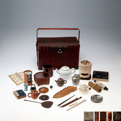 煎茶道具一式　提籠付