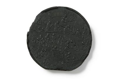 「萬暦二十年造」「程君房墨」款「百子図」古墨