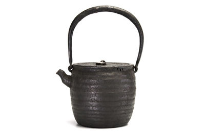 筒形環紋 内蓋章魚圖銀摘 鉄瓶