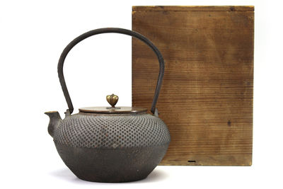 金龍堂造 天明形霰鉄瓶（共箱）