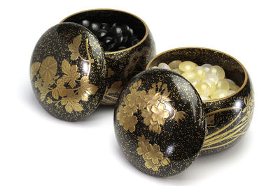 漆藝家如山白翁繪 高蒔繪 囲碁道具組合（合箱）