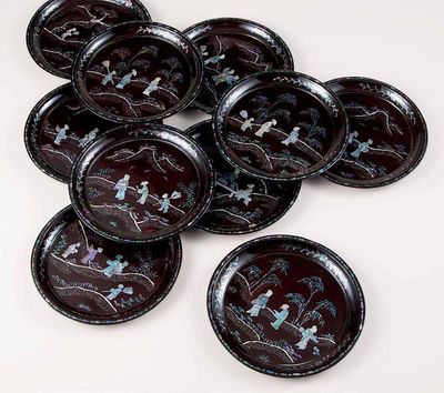 2316 清 镙钿人物纹盘 （十枚）