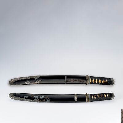 波千鳥金工蒔絵栫一式·藤原政常在銘 小刀付