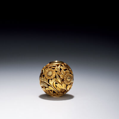 K15金製秋草透雕緒締