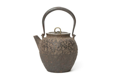 「龍文堂初代安之介」造 青銅「富貴長命」蓋 鉄瓶