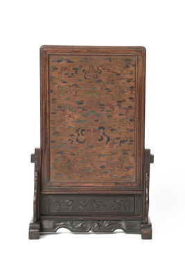 「大清乾隆年製」款 戧金填漆雕 吉祥紋 挿屏