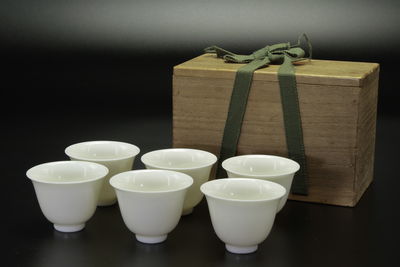 平安丹祐造 高麗白瓷茶杯6客（共箱）