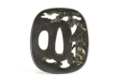 鑲金松下屋圖鐔