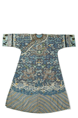 清 藍地 緙絲吉祥紋 龍袍