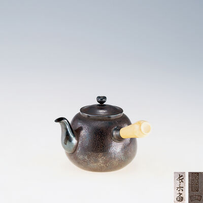 鈴木製長禾斎銘　純銀急須（箱付）