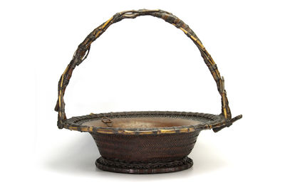 在銘 大竹籃 內附銅盆