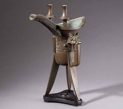 2288 金寿堂雨宫宗制仿青铜爵杯