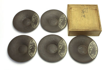 宗世 鐵打出茶托 五客