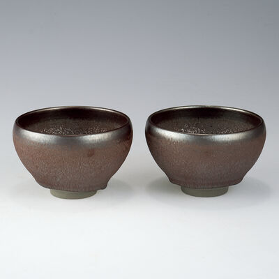 江有庭　早期金花銀蓮対杯（箱付）