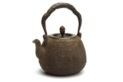 龍文堂 在銘 棗形銅蓋摘 岩肌鉄瓶