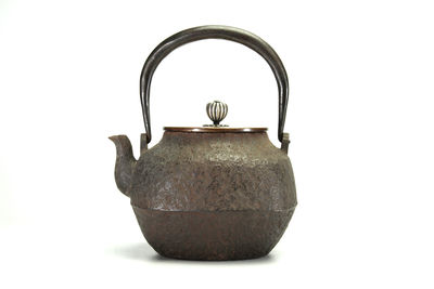 金壽堂造 糙紋玉帶銀摘鉄瓶