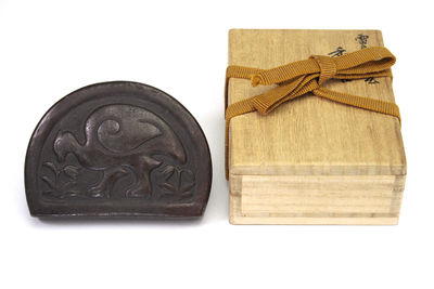 米澤弘安作 雷鳥鉄打出 香合（共箱）